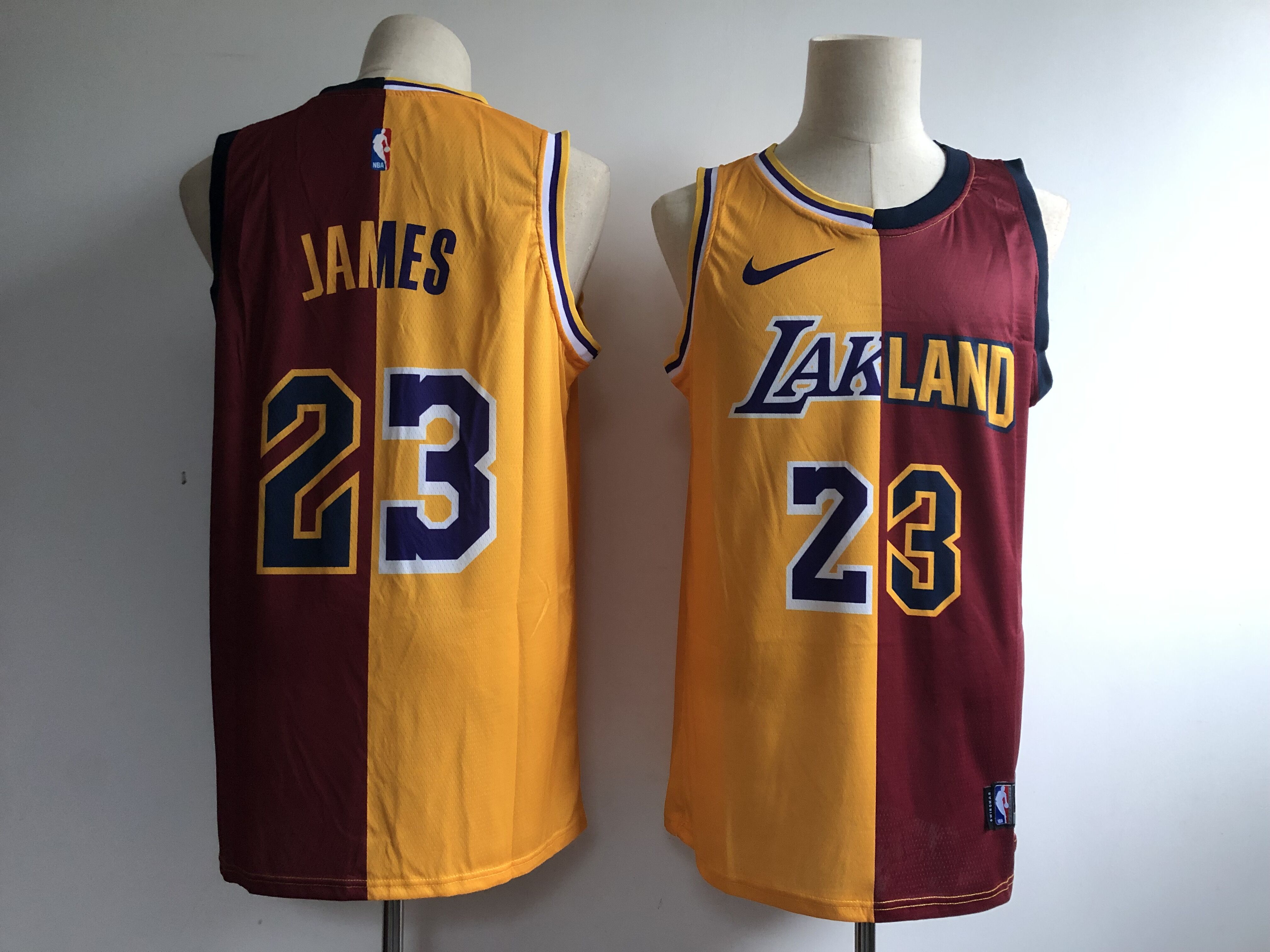 Men Los Angeles Lakers #23 James yellow Nike Split NBA Jerseys